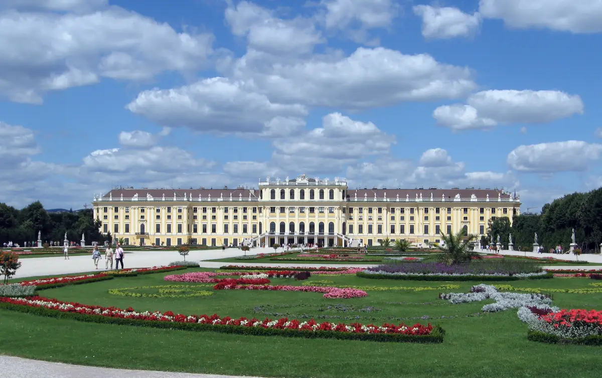 Schönbrunn Palace facade in Vienna